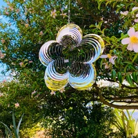 wind spinners for yard and garden windmills for the yard garden 3d stainless steel cut metal art geometric pattern hangings wind