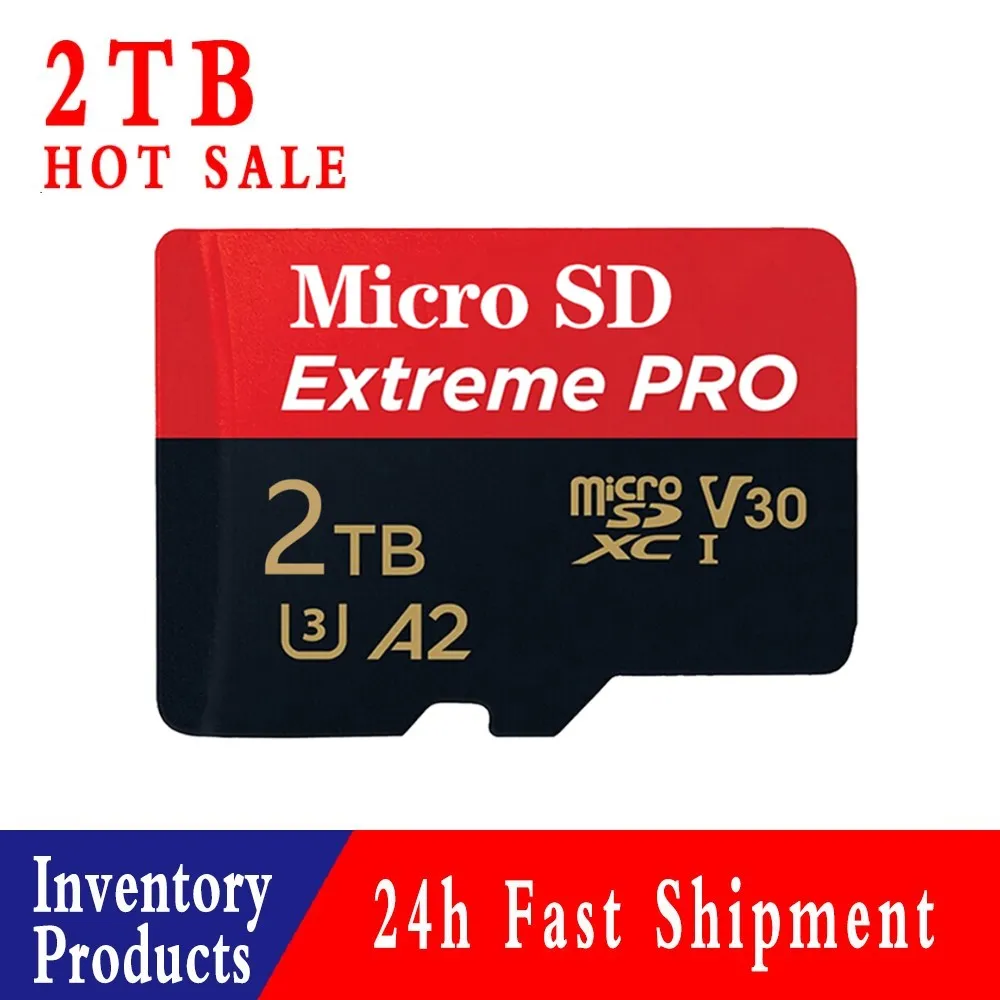 2TB Micro SDXC Memory Card Full Size Adapter A2 U3 4K C10 Read Speed Fast 4K Video Recording For GoPro Action Camera DJI Drone