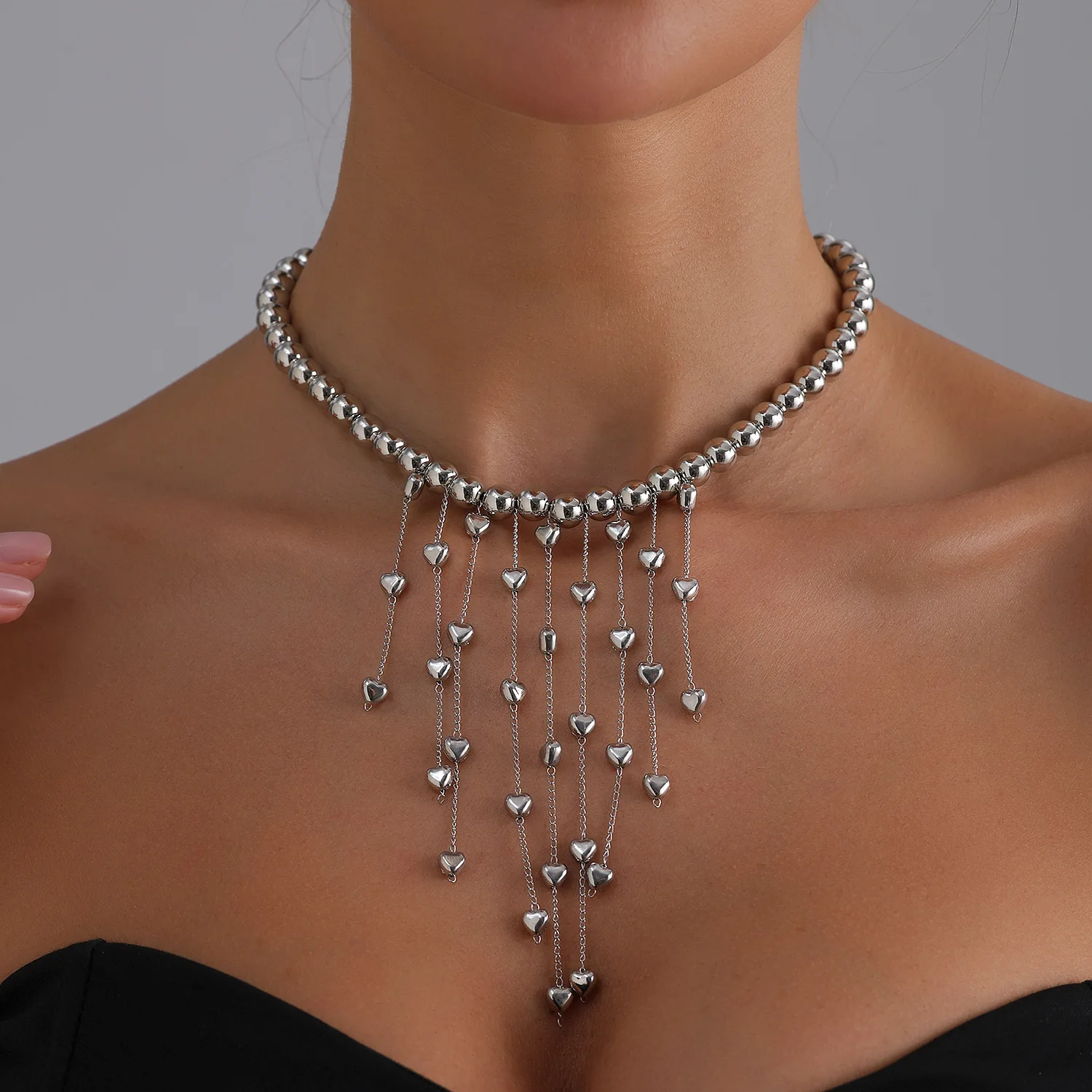 Фото Cadenas Para Mujer Y2K ожерелье с бахромой в форме сердца воротник женская цепочка позолоченная подарок лучшему другу K92851 №2
