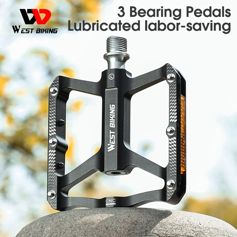 

WEST BIKING Ultralight Bicycle Pedal 3 Bearings Alloy Anti-slip Cycling Pedals BMX MTB Road Bike Sealed Bearing 9/16 "Bike Pedal