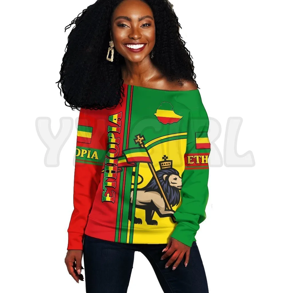 YX GIRL Ethiopia Lion  3D Printed Novelty Women Casual Long Sleeve Sweater Pullover