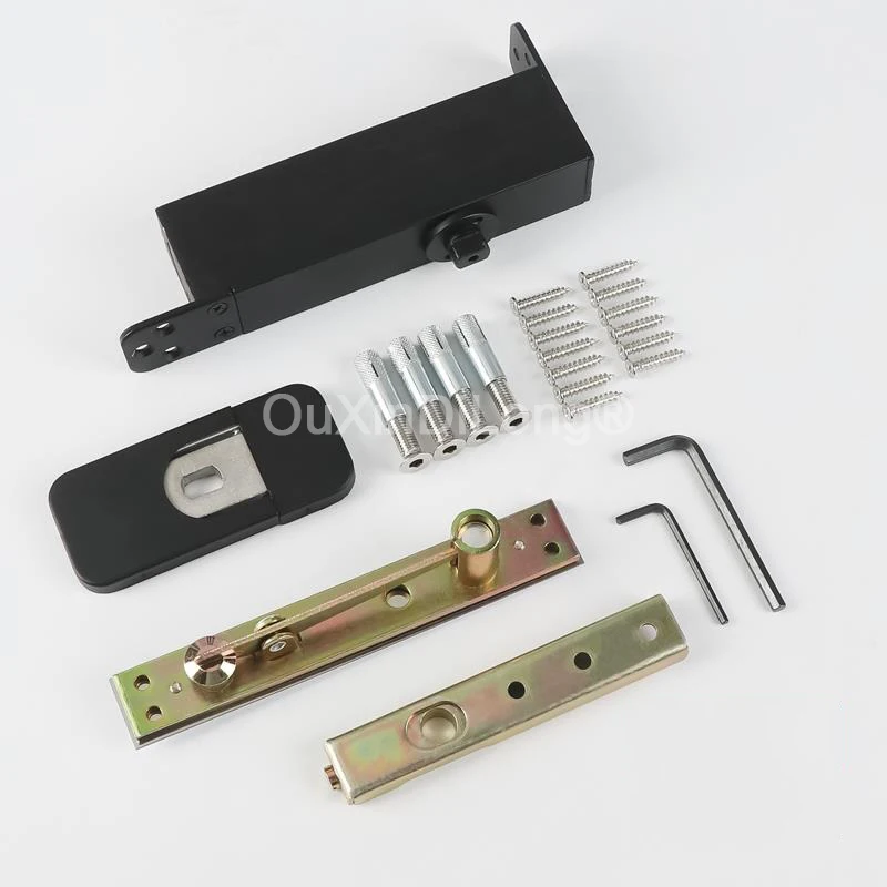 

2Sets Wood Door Pivot Hinges Heavy Duty Hydraulic Buffer Floor Spring Door Hinges Invisible Hidden Hinges Loading 75KG FG1033
