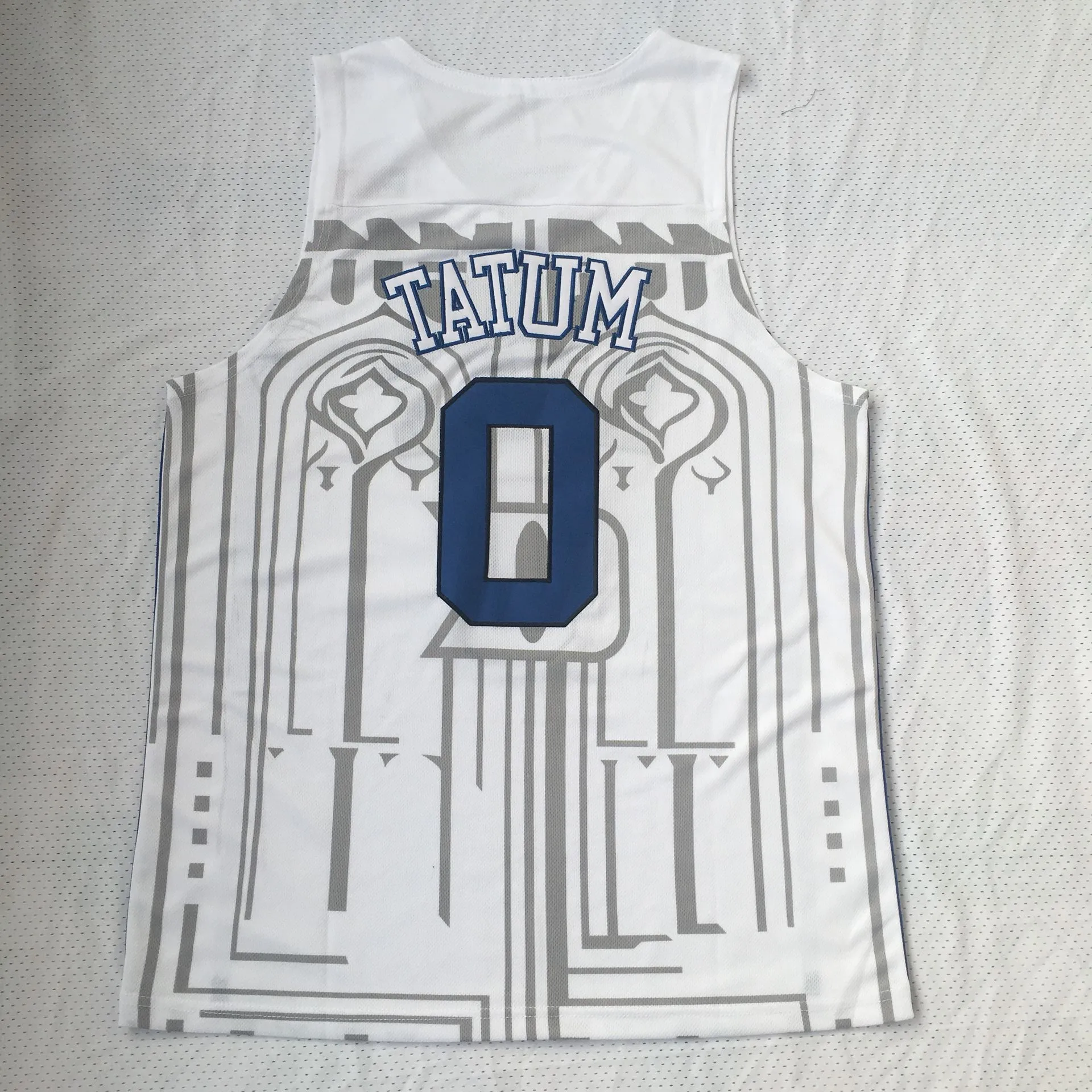 

0 Jayson Tatum Cam 2 Reddish RJ 5 Barrett 1 Zion Williamson College Basketball Jersey White Black Blue