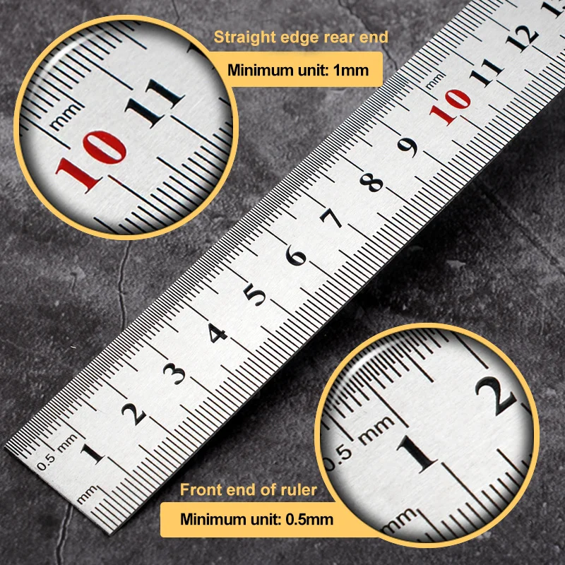 

Measuring Tools Straight Ruler Centimeter Inches Scale Stainless Steel Metric Ruler 15cm/20cm/30cm/50cm School Office Supplies