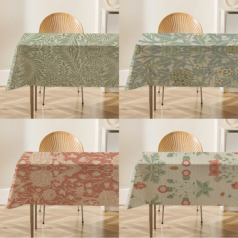 

Botanical Floral Patterns Flax Linen Tablecloth Table Dustproof Cover Heat Resistant For Kitchen Dining Room Multiple Sizes
