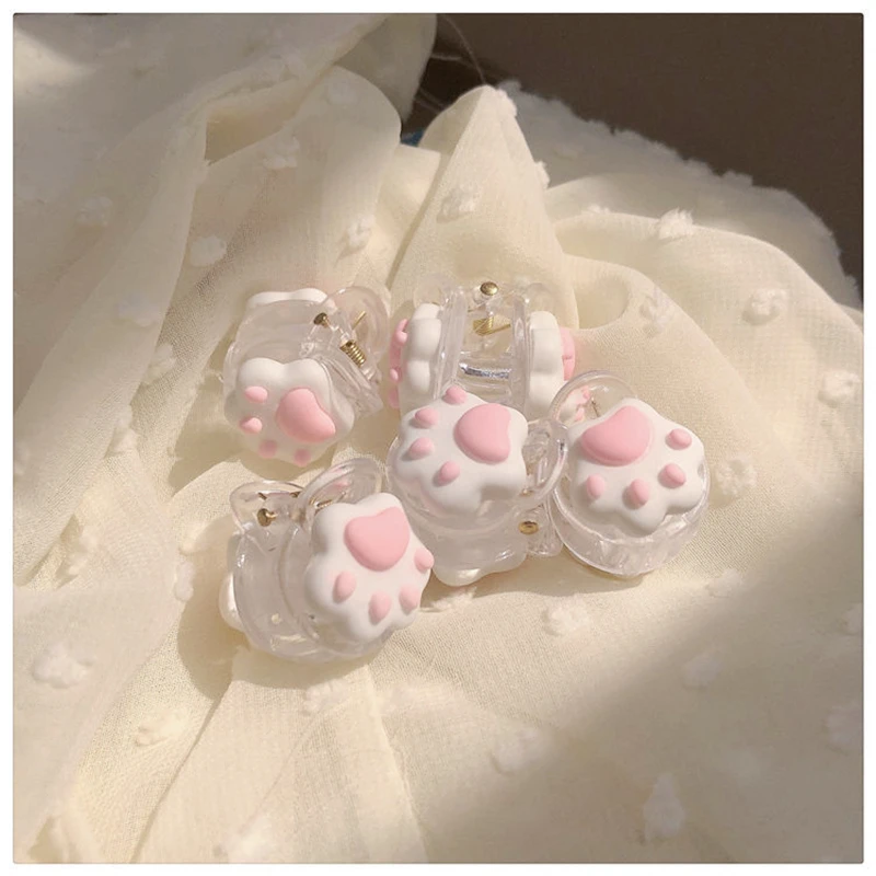 

Cute Pink Cat Claw Acrylic Grab Clip for Girl Pink Cat Side Clip Headgear Accessories for Women Jewelry