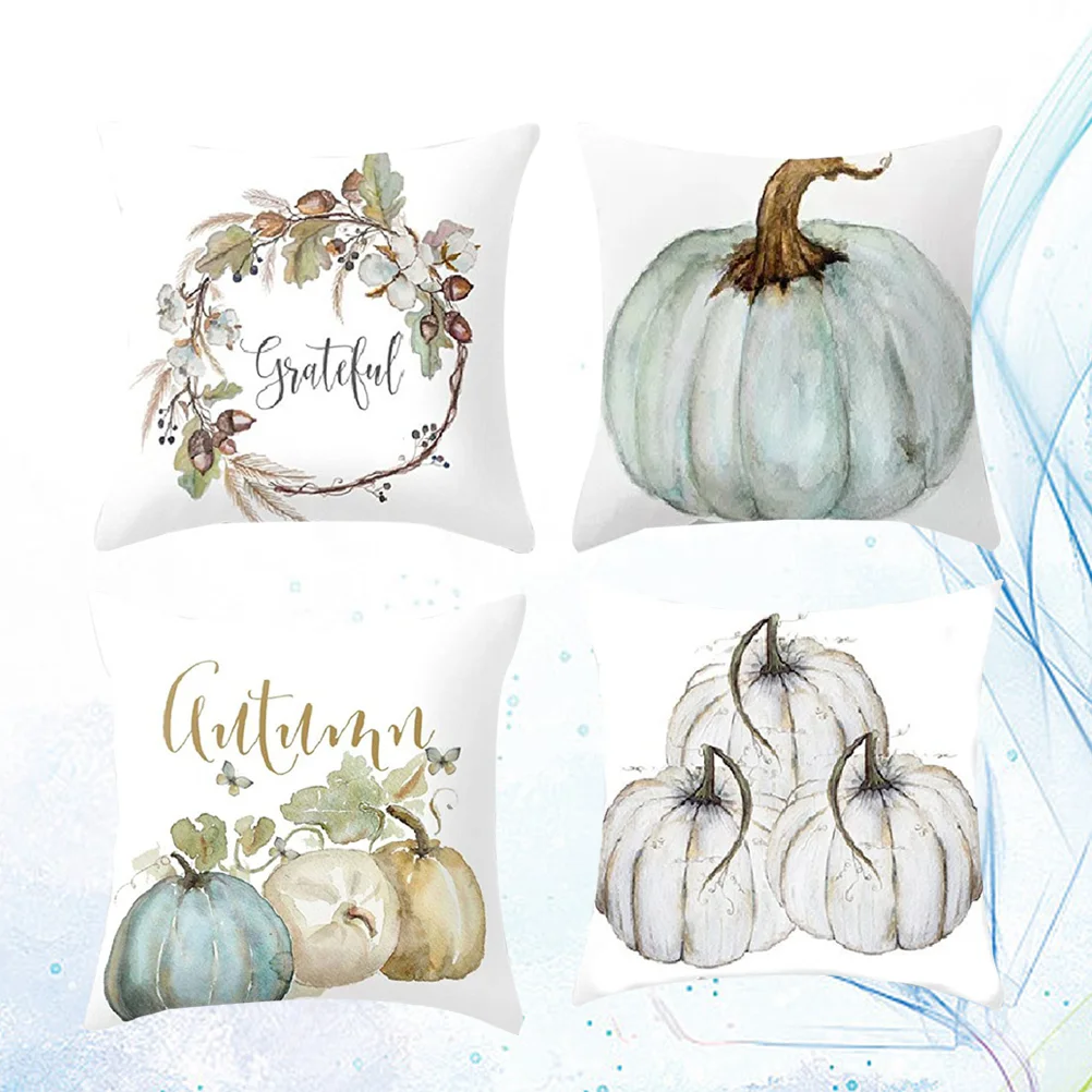 

Pillow Cover Covers Throw Pumpkin Fallpillowcase Case Autumn Cushion Plush Thanksgiving Pattern Decorations Harvest Decor Sofa