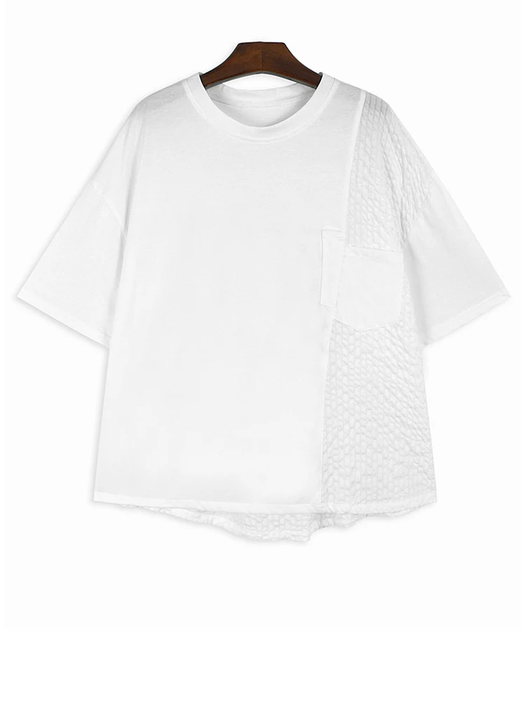 Женская плиссированная Асимметричная футболка зеленая Повседневная большого