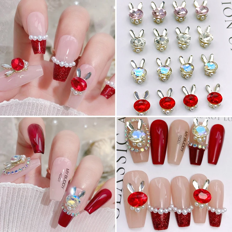 

DIY Блестки 10 шт. блестящие хрустальные жемчужины кролик украшения для дизайна ногтей милая искусственная кожа Кролик Аксессуары для маникюра оптом