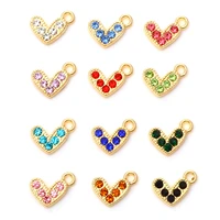 sweet valentines day charms gold color metal heart multicolor rhinestone pendants diy necklace earrings jewelry 10mmx8mm20pcs