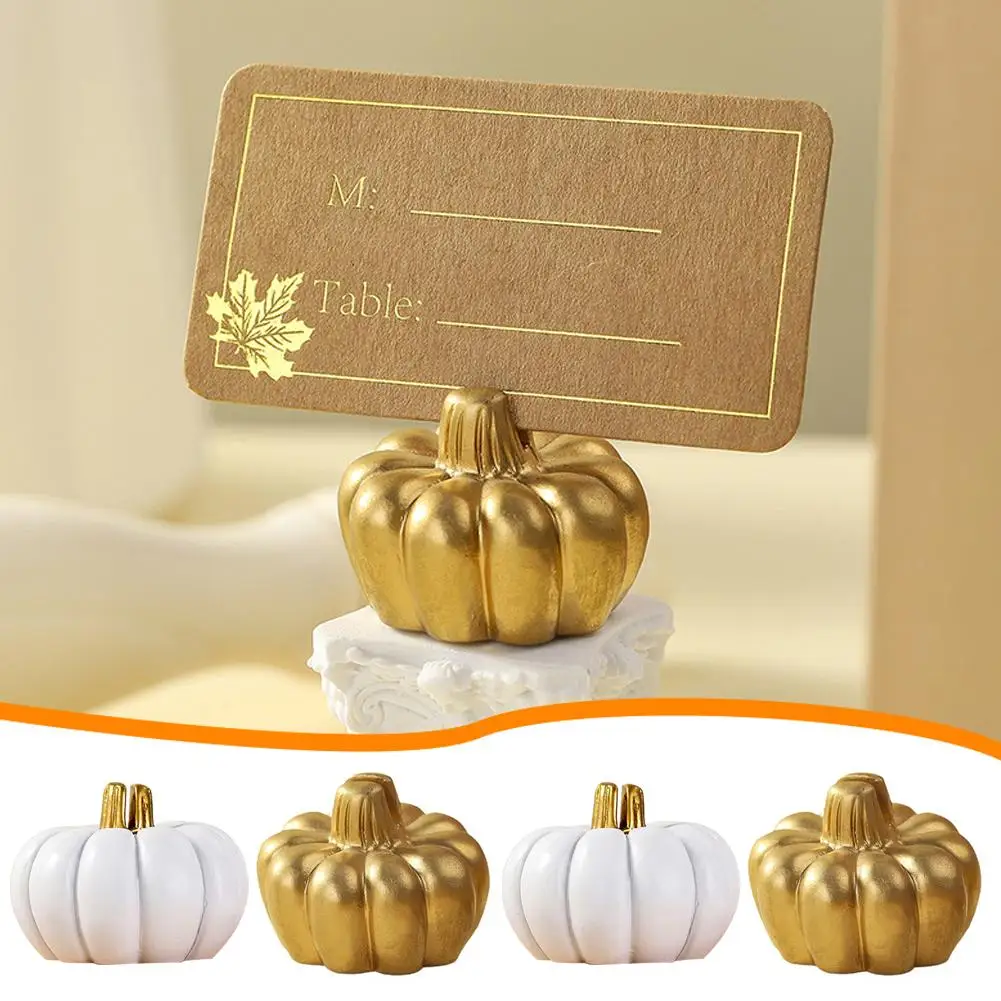 

2Pcs Mini Pumpkin Place Card Note Holders For Weddings Halloween Thanksgiving Display Photo Table Number Cards Holder Decor O5Q1