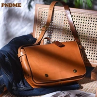 pndme high quality genuine leather mens womens messenger bag designer handmade luxury natural real cowhide shoulder bag
