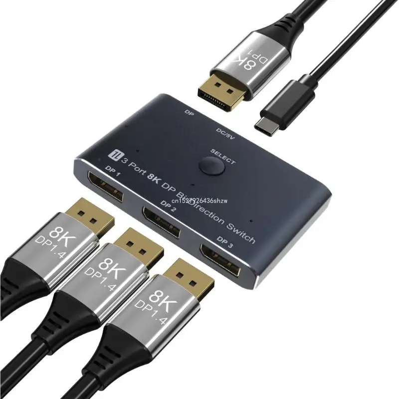 Коммутатор DisplayPort 1.4 разрешение 8K30 Гц видеоразветвитель адаптер 3 в 1 Прямая