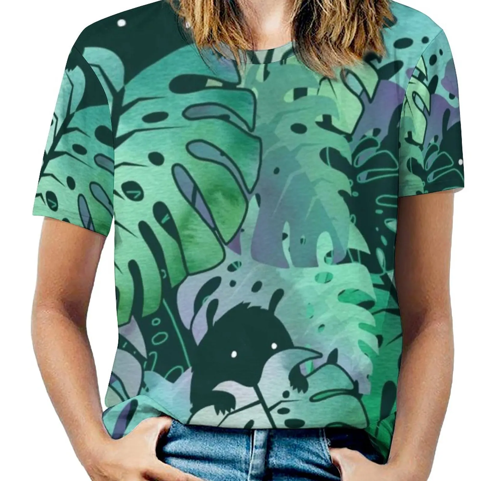 Женская блуза Monstera Monsters с открытыми плечами модная рубашка Тропическими Цветами