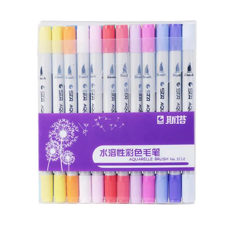 

STA 24 colors a set Aquarelle Coloring Brush Pen 0.4mm Fineliner Micron Needle Tip Soluble Watercolor Ink Art Marker Pen