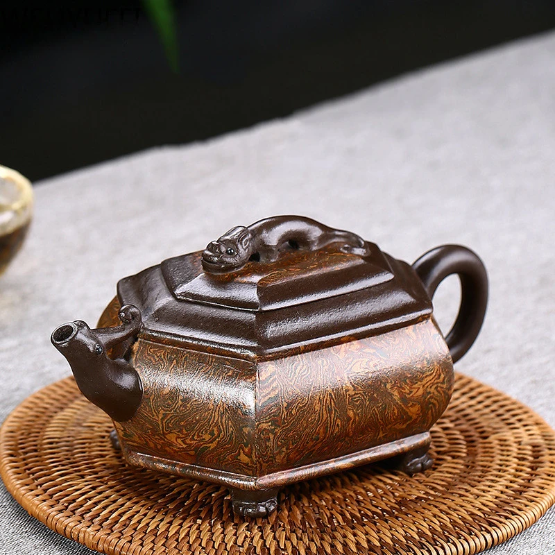 

Yixing Retro Tea Pot Handmade Boutique Purple Clay Teapots Raw Ore Beauty Kettle Chinese Tea Ceremony Customized Gifts 210ml