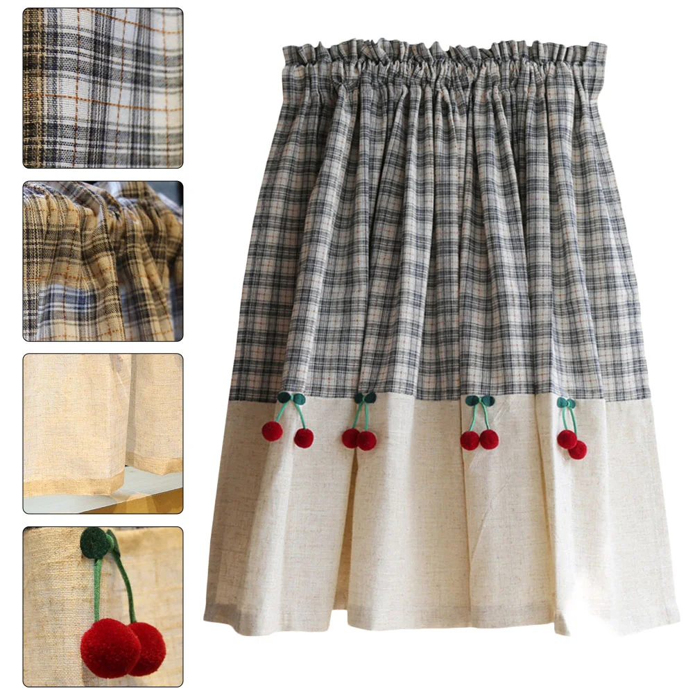 

1pc Delicate Room Curtain Household Curtain Plaid Curtain Decor