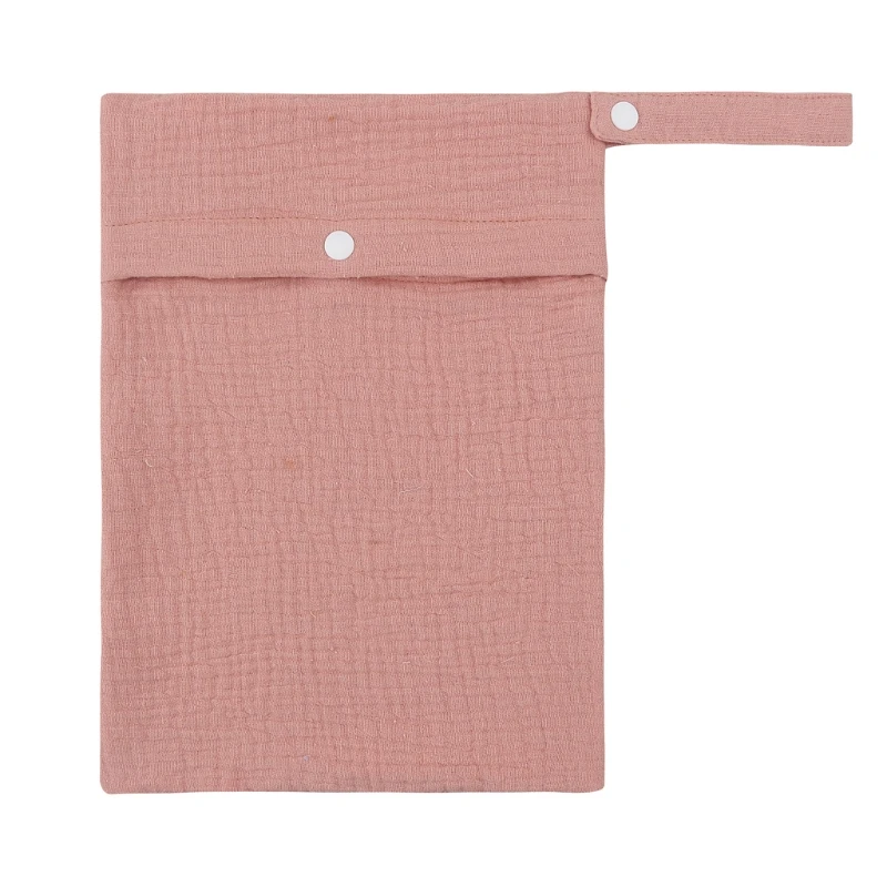 

40JC Multifunctional Baby Diapper Bag Reusable Solid Color Travel Nappy Pouch Soft Cotton Mummy Storage Bag 25x20cm