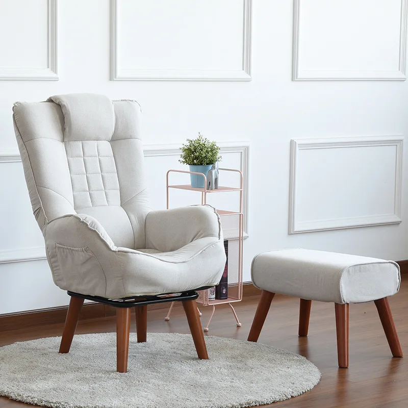 Стул акцентный в японском стиле с оттоманкой вращающаяся на 360 градусов мебель