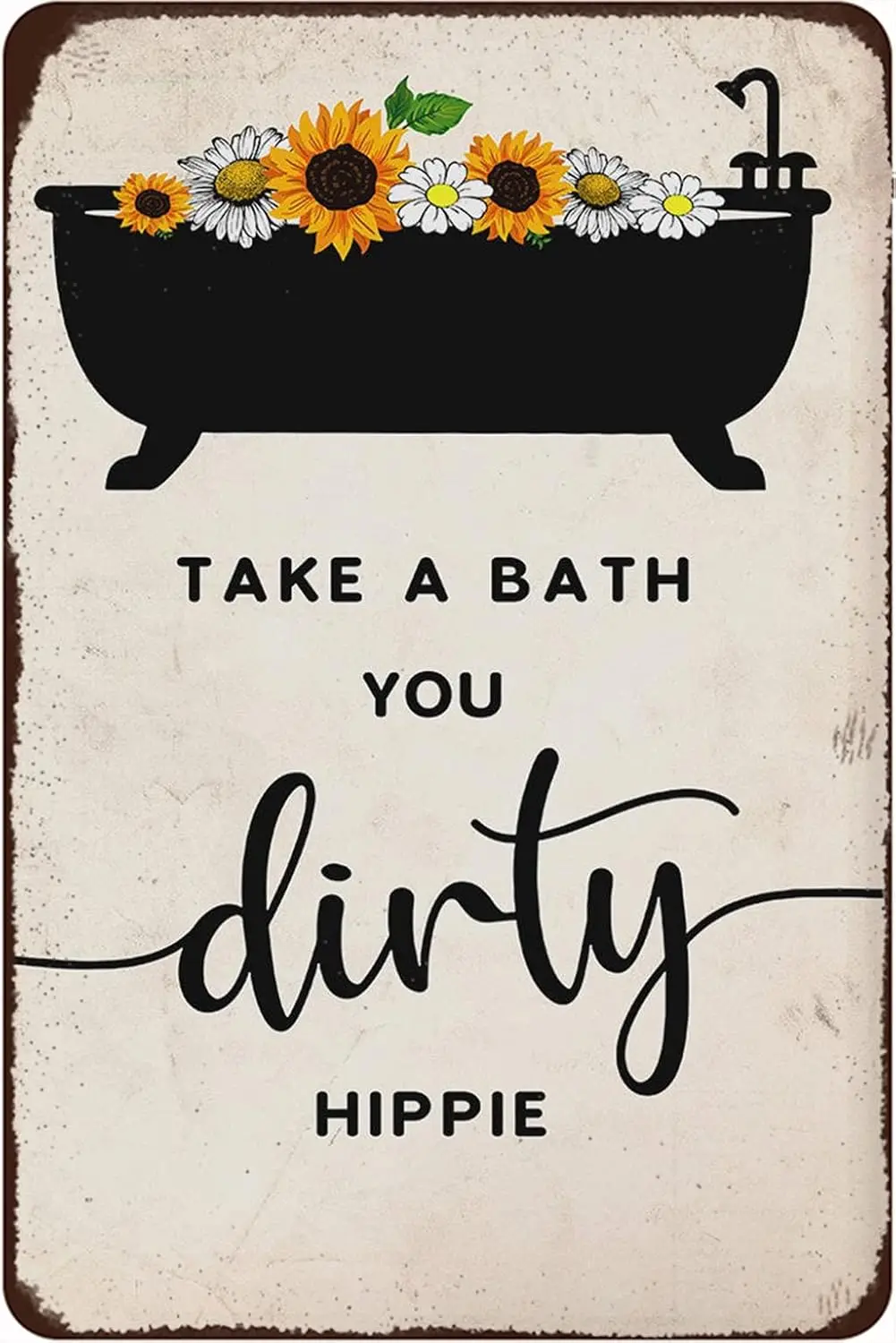 ICRAEZY Take a Bath You Dirty Hippie Оловянная вывеска для ванной комнаты 8x12 дюймов Ретро
