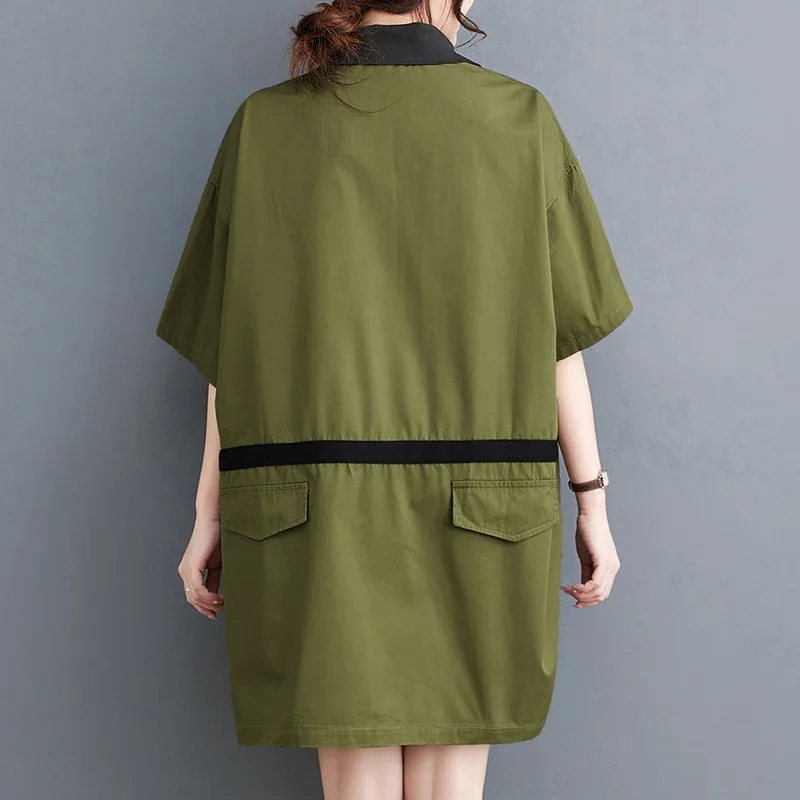 Женская рубашка-поло в стиле милитари большие размеры