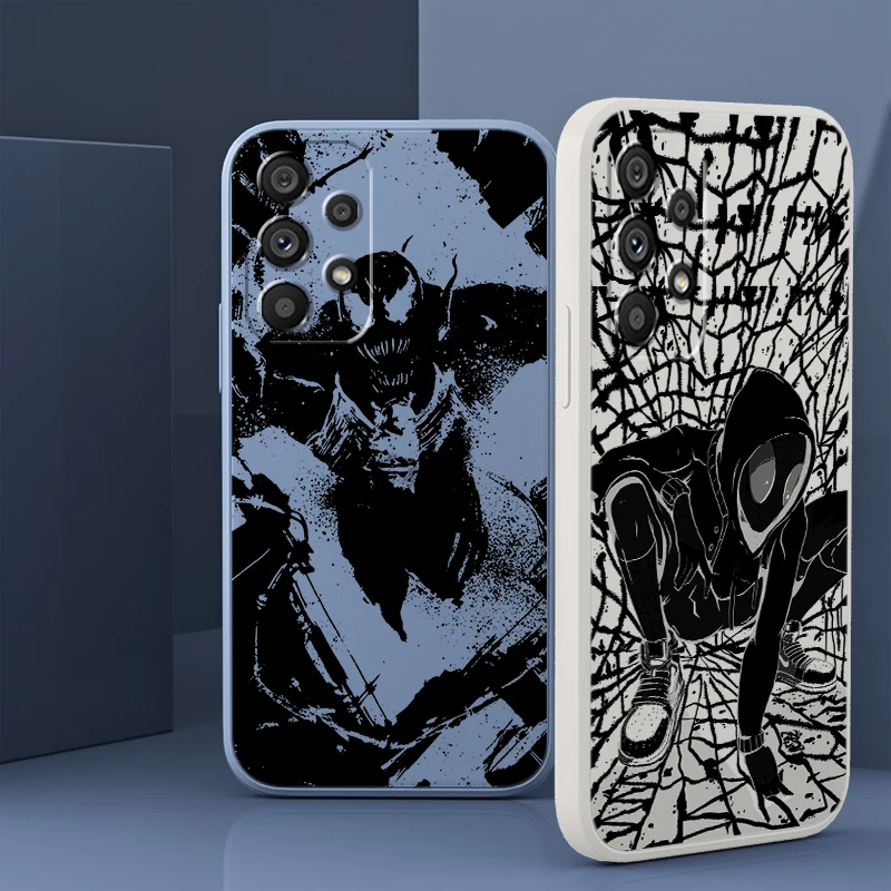 

Liquid Rope Phone Case For Samsung A73 A53 A33 A52 A32 A23 A22 A71 A51 A21S A03S A50 A30 5G Marvel Superhero Spider-Man Cover