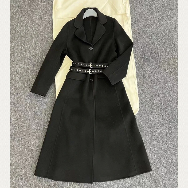 

Женское кашемировое пальто, двустороннее шерстяное пальто, тонкое модное зимнее длинное кашемировое пальто, модель H10025, 2022