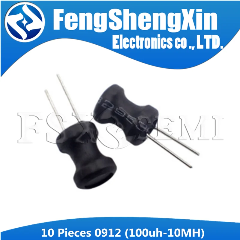 

10pcs 0912 9x12 Unshielded Wirewound DIP power Inductor 9*12mm 100uH 220uH 330uH 470uH 1mH 2.2mH 3.3mH 4.7mH I-shaped inductance