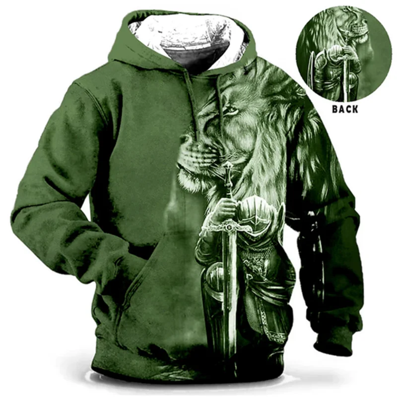 

Men's Hoodie Sweatshirt Harajuku Lion Tiger Print Graphic Tops Winter Long Sleeve Oversized Pullover Shirt O-neck Animal Hoodies
