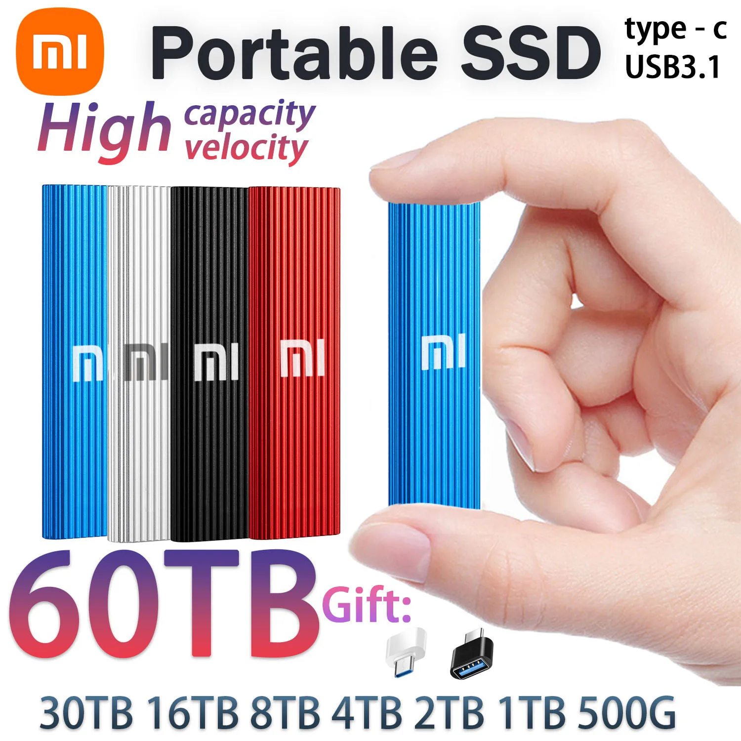 

Xiaomi Original NEW Portable SSD Hard Drive 60TB 1TB SSD High Speed External Hard Drive M.2 Drive USB 3.1 Interface Mass Storage