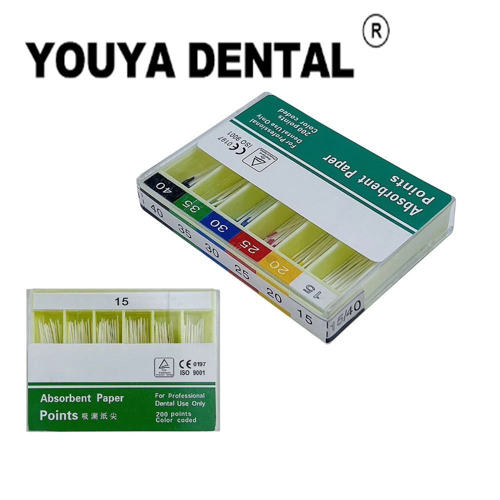 

200pcs/box Dental Absorbent Paper Points 02 Taper 15-40 Paper Tips Root Cancel Endodontics Cotton Fiber Tips Dentist Materials