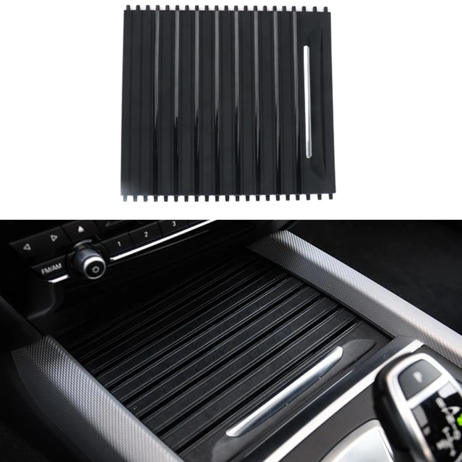 

For BMW F15 F85 X5 X5M 2014-2018 F16 F86 X6 X6M 2015-2019 Front Center Console Water Cup Holder Roller Blind Drinks Panel Cover