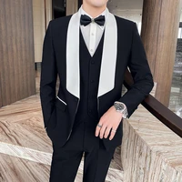blazer vest pants fashion mens casual boutique wedding groom best man suit banquet dress formal business three piece suit