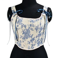 2022 corsets for women sexy cropped corset top gothic print corset bow embellished fishbone corset xxs xxxl