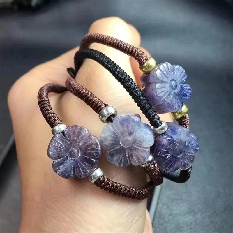 1 шт. женский браслет из натурального иолита с круглым камнем