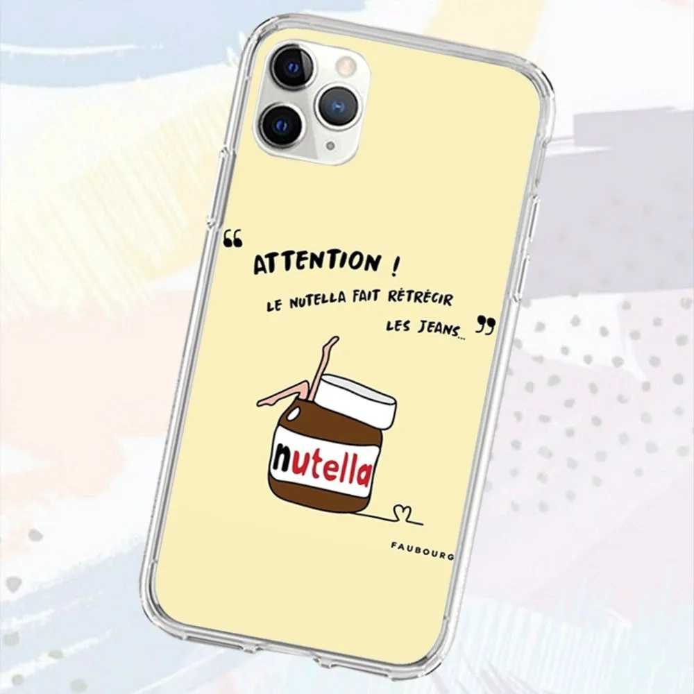 Kawaii Chocolate Nutella Phone Case For Iphone 16 15 11 13 14 Pro Max 7 8 Plus X Xr Xs Se2020 12mini Transparent Cover