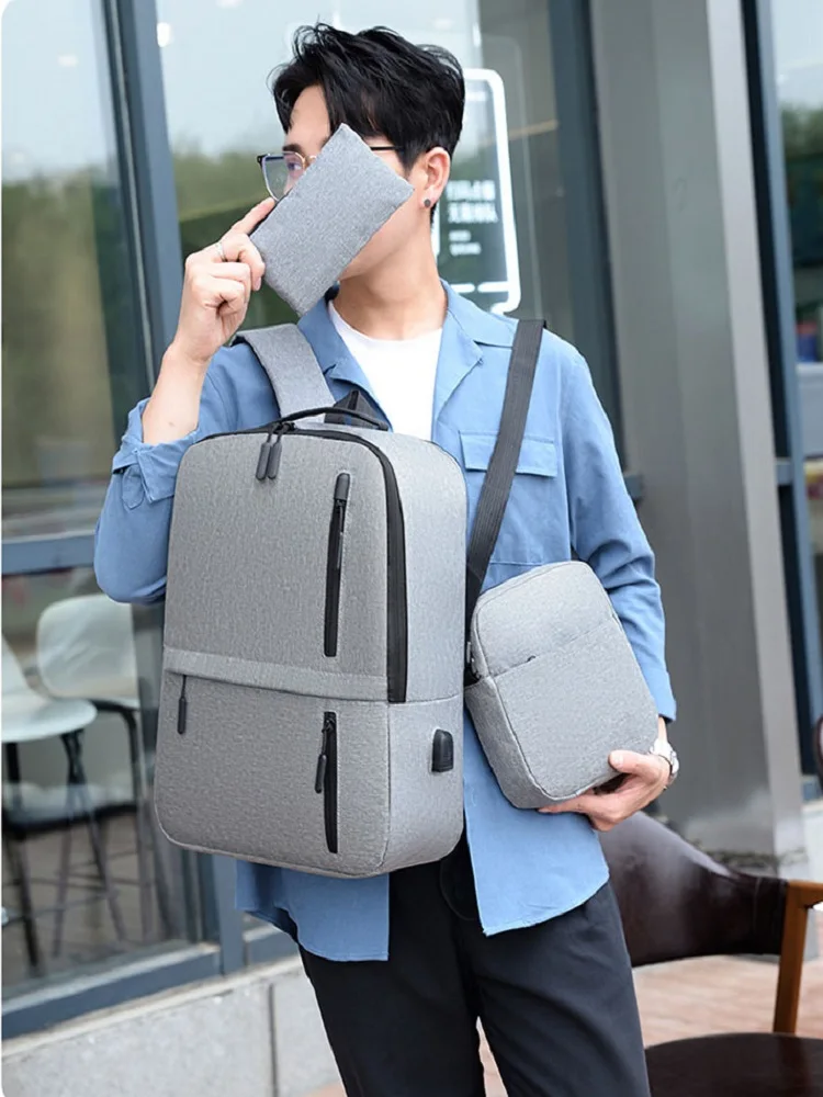 Men's Business Laptop Backpack Portable Oxford Youth School Hiking Travel Leisure Fashion Sports One Shoulder Crossbody Bag