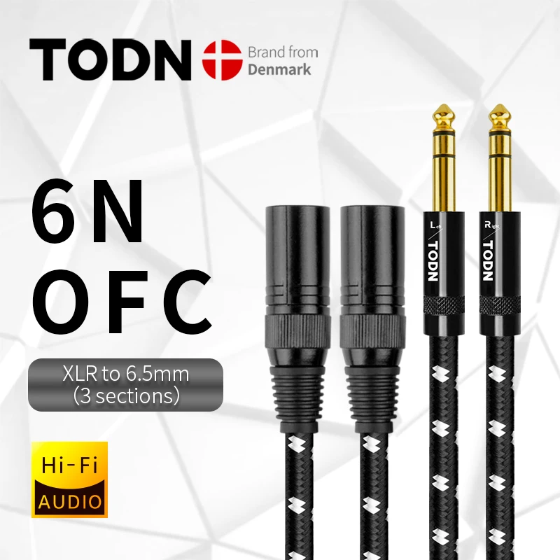 

TODN HIFI 1 pair Stereo XLR cable male to 6.5mm aux jack cable male Suitable for amplifiers, microphones