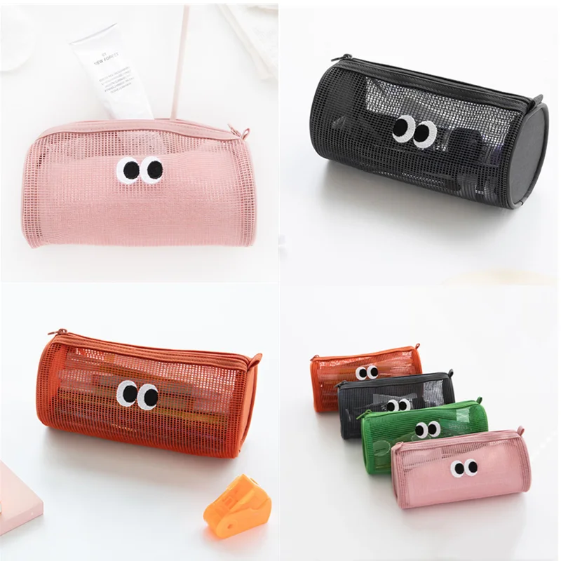 

Cartoon Mesh Cosmetic Bag Beach Travel Hand Purse bolso transparente mujer clutch bag Woman Cosmetic Bag Toiletries Storage Bag