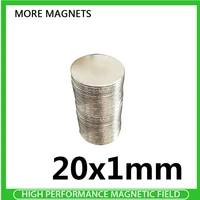 102050pcs 20x1 mm super magnetic rare earth magnets 20x1mm round magnet 20mmx1mm fridge permanent neodymium magnet 201