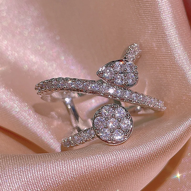 

Простые циркониевые геометрические модельные кольца для женщин, свадебные украшения, обручальное кольцо серебряного цвета, ювелирные изде...