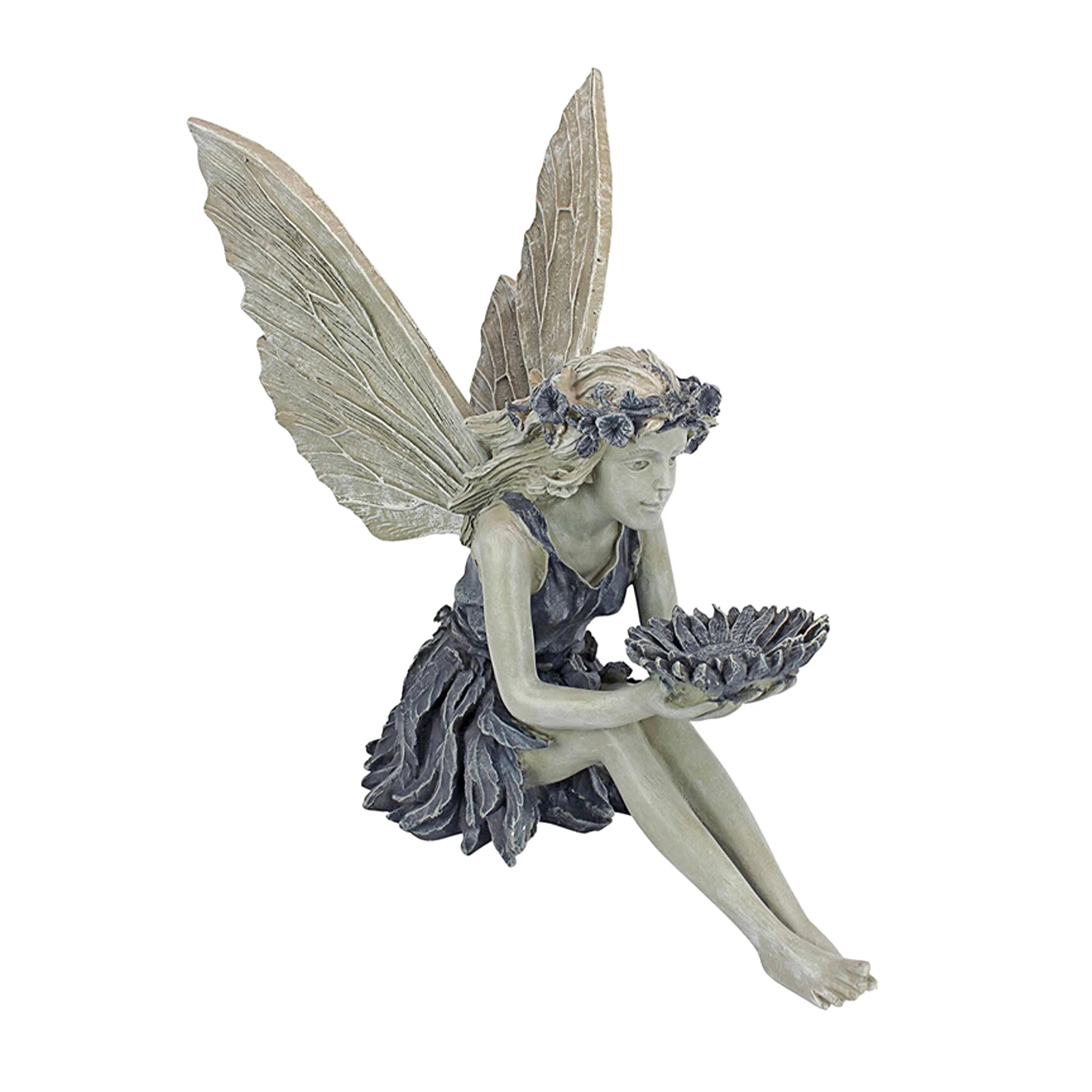 

Garden Ornament Home Gift Sculpture Indoor Outdoor Landscaping With Wings Resin Craft Sitting Fairy Statue Patio Yard Park Lawn