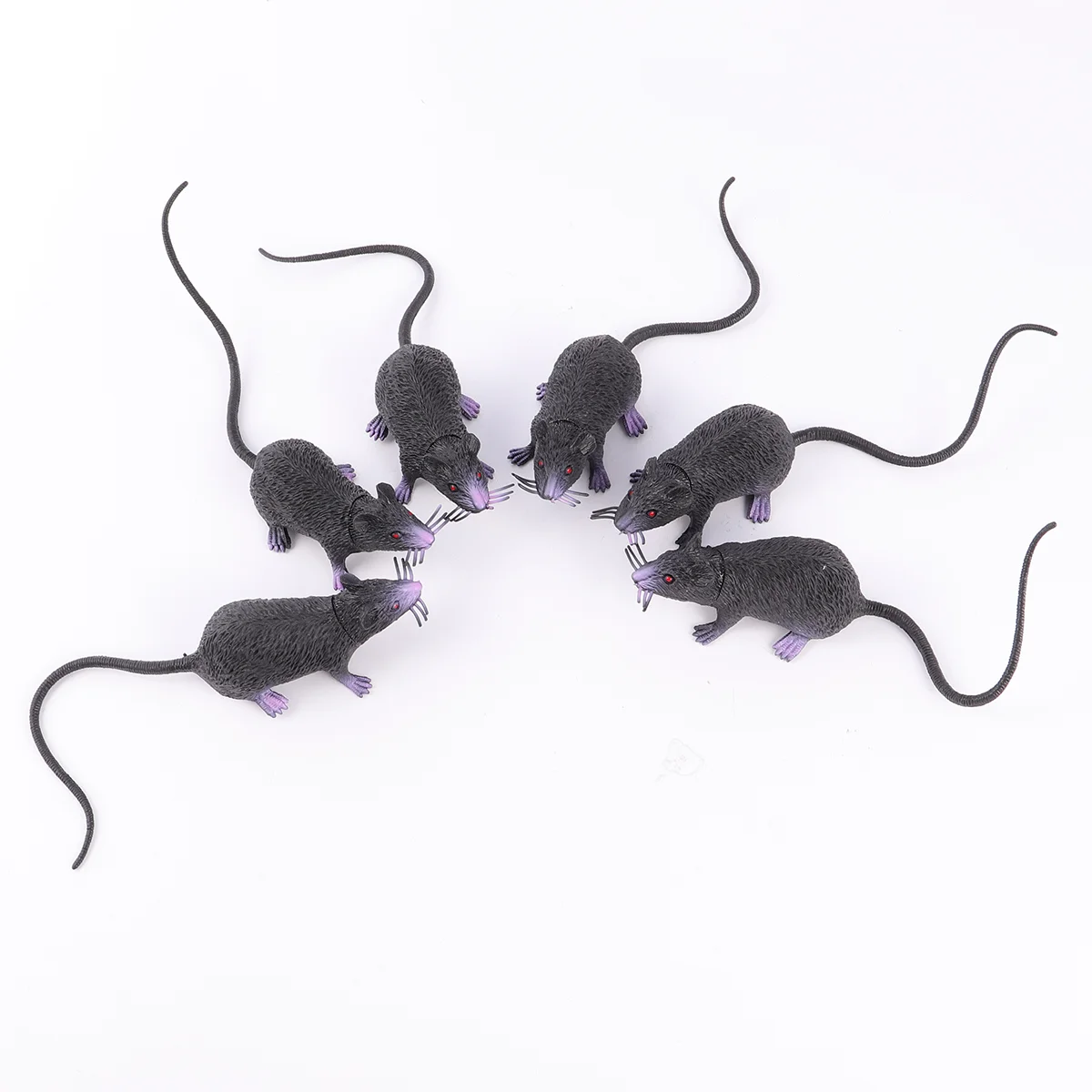 

6 Pcs Toys Fake Plastic Rat Black Toy Rat Red Eyes Plastic Rats Squeezable Rats Real Looking Fake