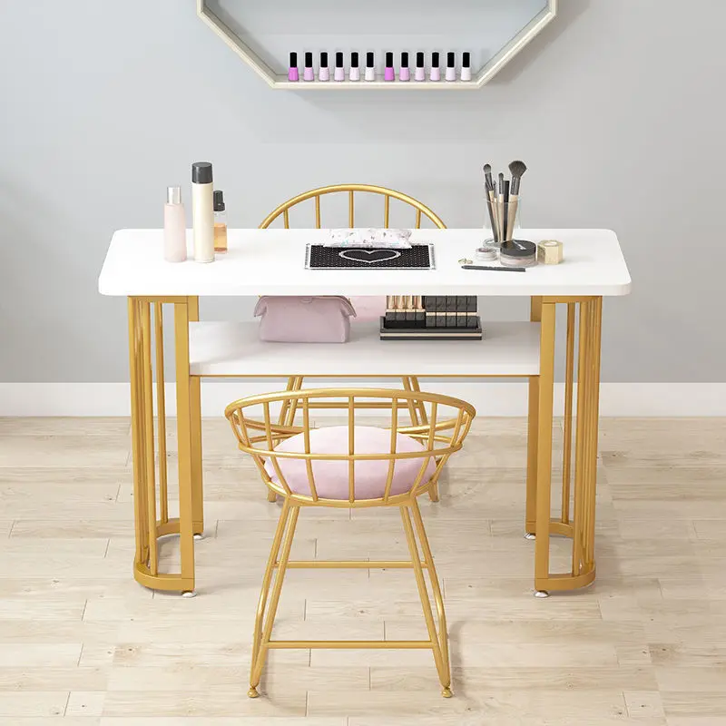 

NordicImitation Marble Board Net Celebrity Marble Pattern Nail Table Chair Set Wrought Iron Single Double Triple Manicure Table