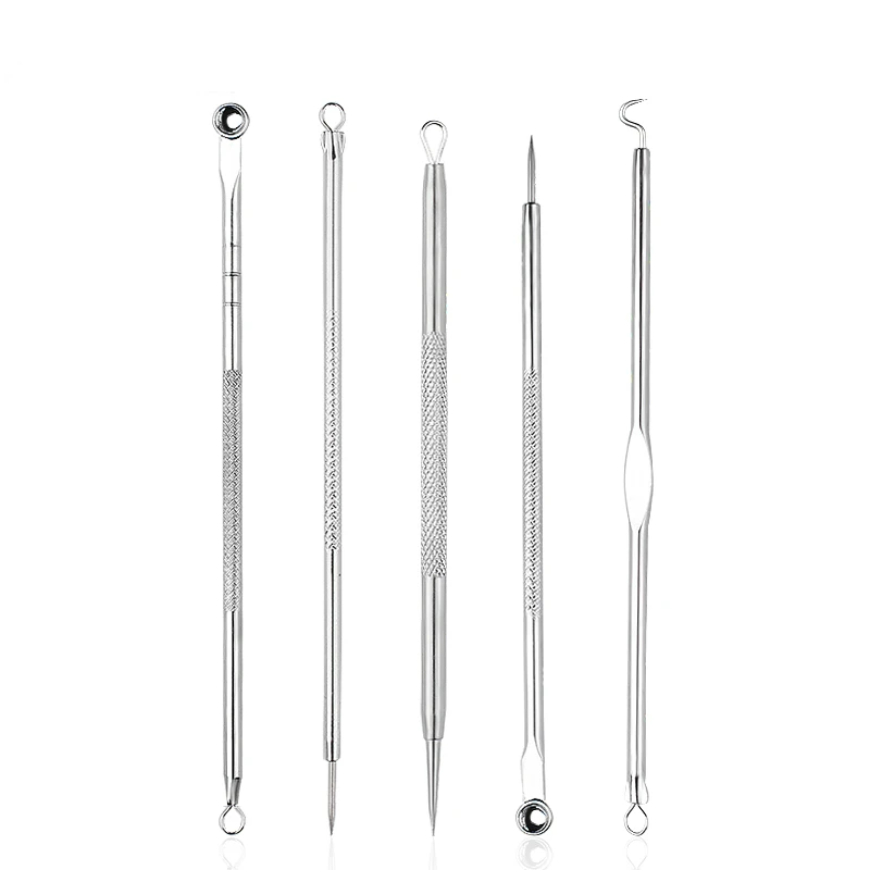 

4 5 Pcs Stainless Steel Blackhead Remover Tool Kit Face Massage Whitehead Pimple Spot Comedone Acne Extractor Face Massager