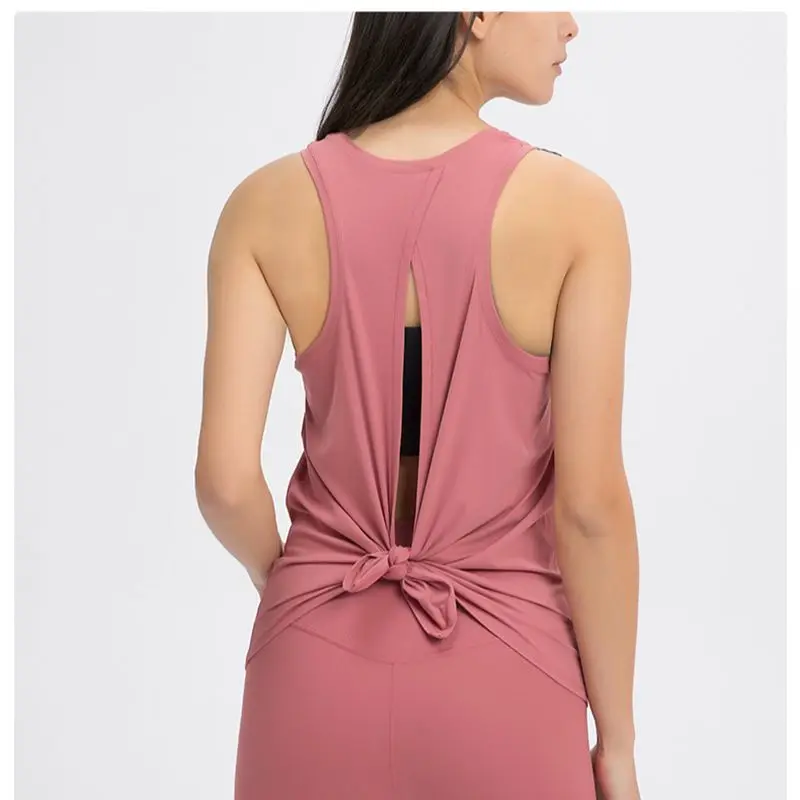 Women's Sleeveless Yoga Shirts Fitness Sports Tank Tops Back Splits Plus Size Loose Breathable T-shirts Gym Workout Sportswear