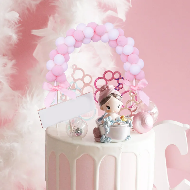 Мягкий помпон облако торт Топпер розовый синий день рождения сделай сам топпер