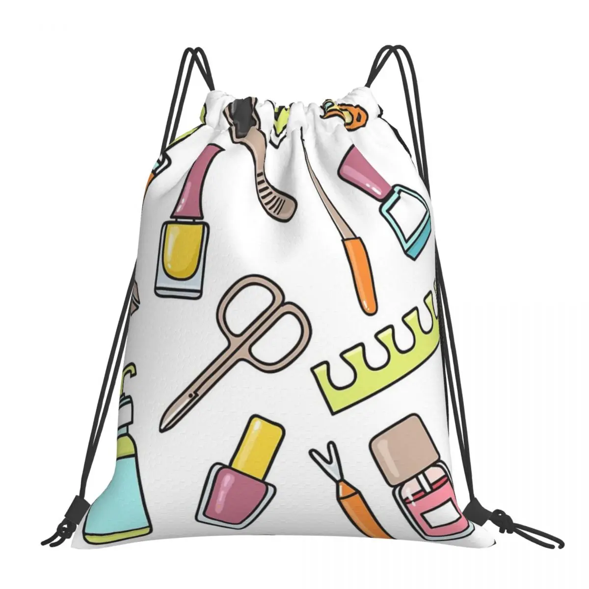 

Pattern Of Manicure And Pedicure Doodle Equipment Nail Art Backpack Portable Drawstring Bag Drawstring Bundle Pocket SundriesBag