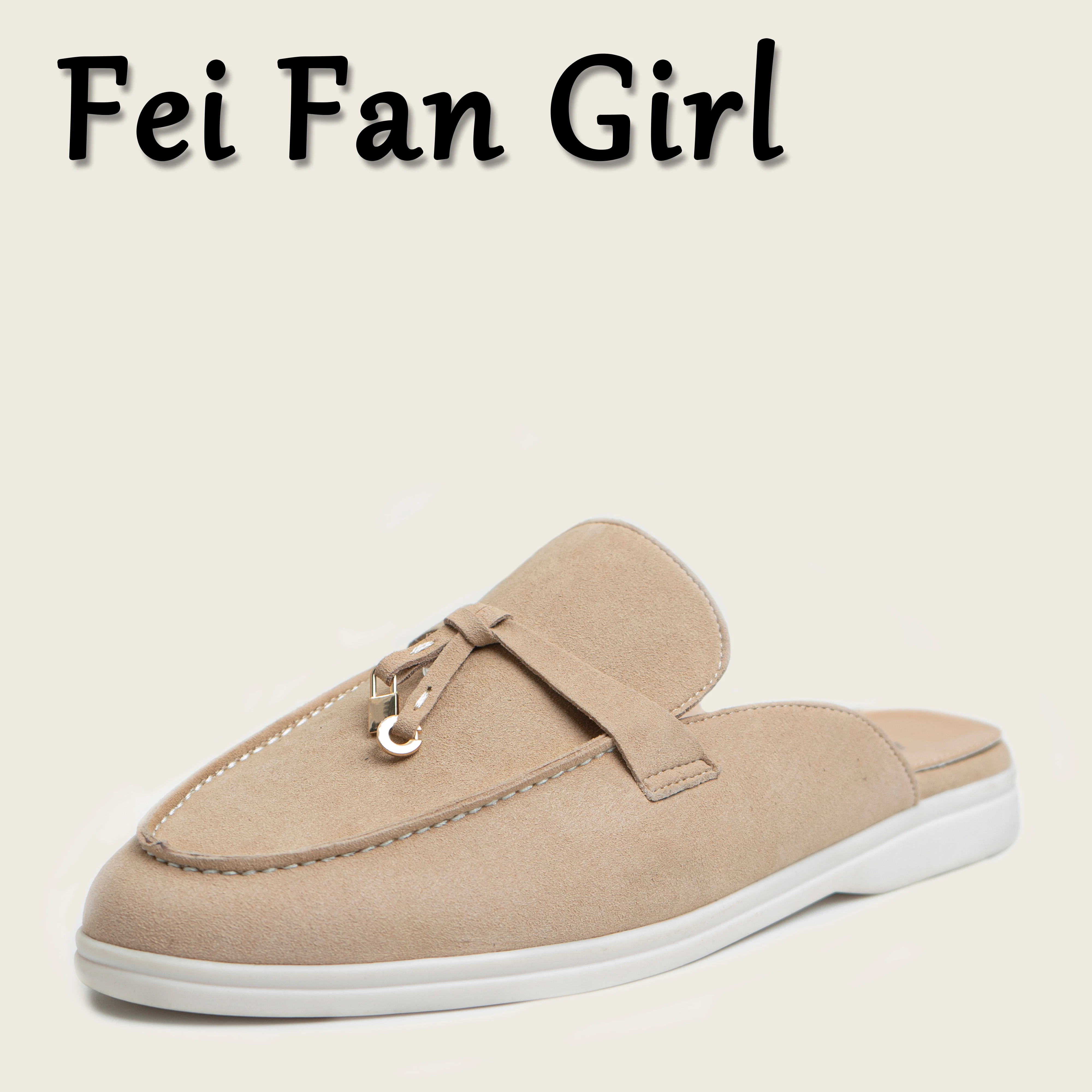 Ladies Muller Metal Lock  Summer New Top Quality Shoes for Women Flat Bottom Lock Tassel Fashion Comfortable Loafers Men