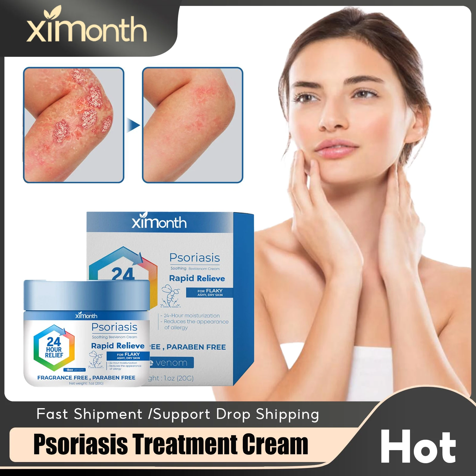 

Skin Psoriasis Cream Anti Itch Hand Tinea Foot Dermatitis Eczema Rash Urticaria Treatment Dry Antibacterial Herbal Cure Ointment